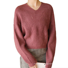 2019 Wholesale winter autumn solid color pullover sweater for women knitted sweater